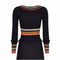 1970s Crissa Black Jersey Knit Wool Ribbed Maxi Dress