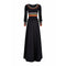 1970s Crissa Black Jersey Knit Wool Ribbed Maxi Dress