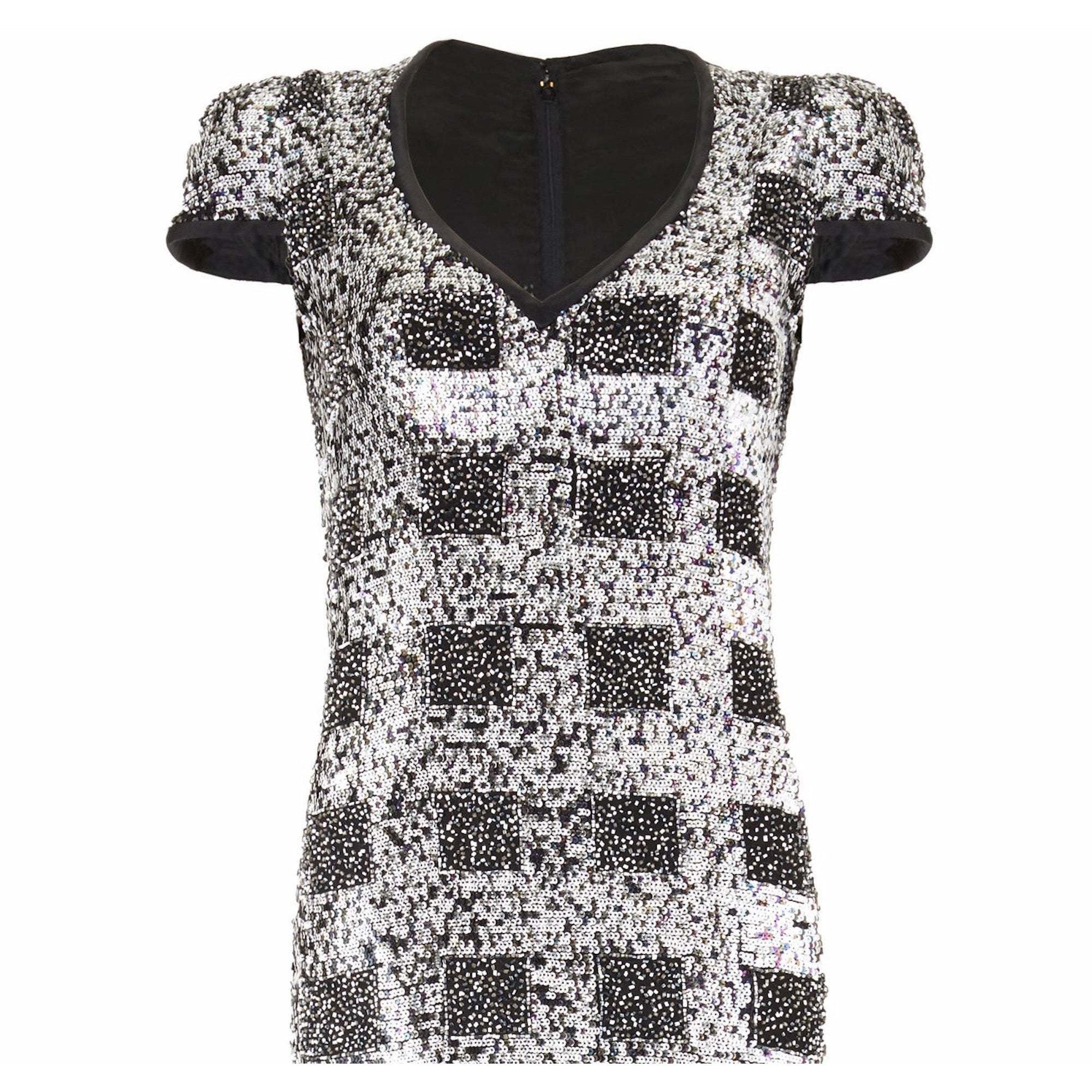 1970s Early 1980s Demi Couture Andre Laug Monochrome Sequin Dress