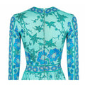 1970s Emilio Pucci Turquoise Printed Silk Jersey Dress With Cross Over Bodice