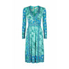 1970s Emilio Pucci Turquoise Printed Silk Jersey Dress With Cross Over Bodice