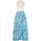 1970s Fernando Pena Blue and White Maxi Dress With Matching Jacket