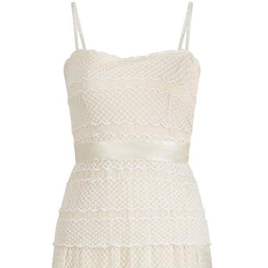 ARCHIVE - 1970s Frank Usher Cream Ivory Lace Dress With Matching Bolero