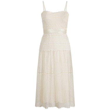 ARCHIVE - 1970s Frank Usher Cream Ivory Lace Dress With Matching Bolero