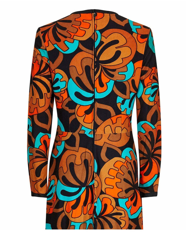 Frank Usher Multicolour Psycadellic Print Maxi Dress 1970s
