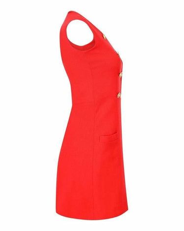 1970s French Couture Red Pinafore Dress