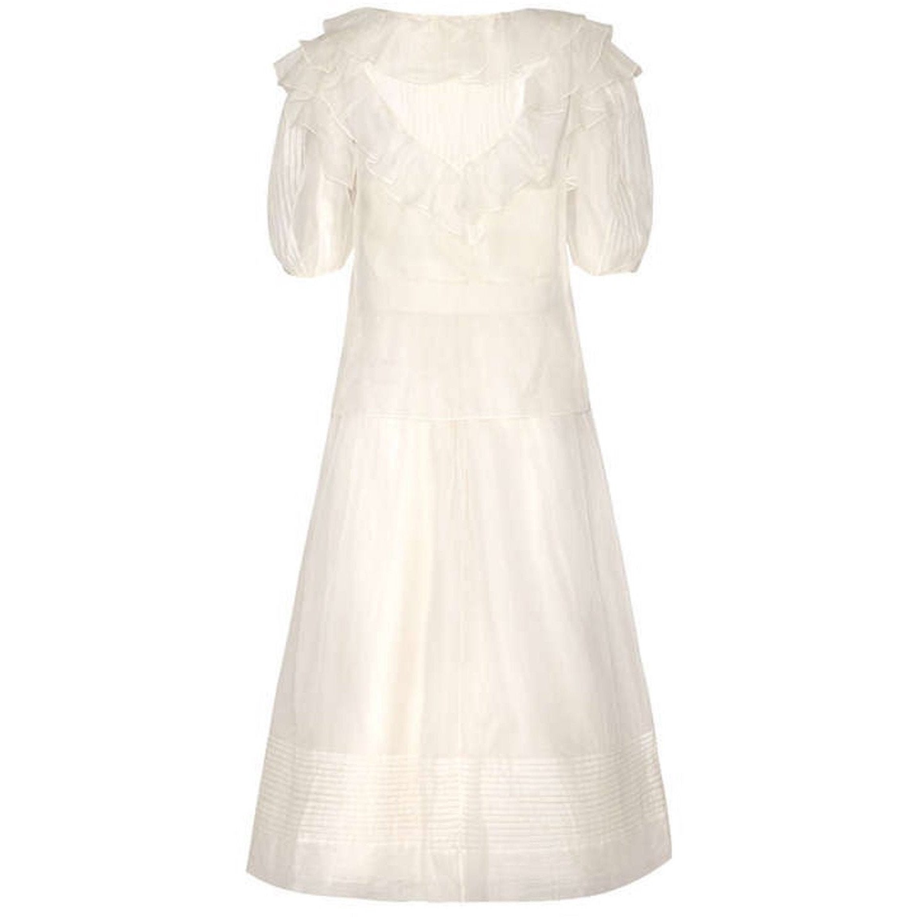 1970s Gina Fratini White Silk Organza Maxi Skirt and Blouse Set