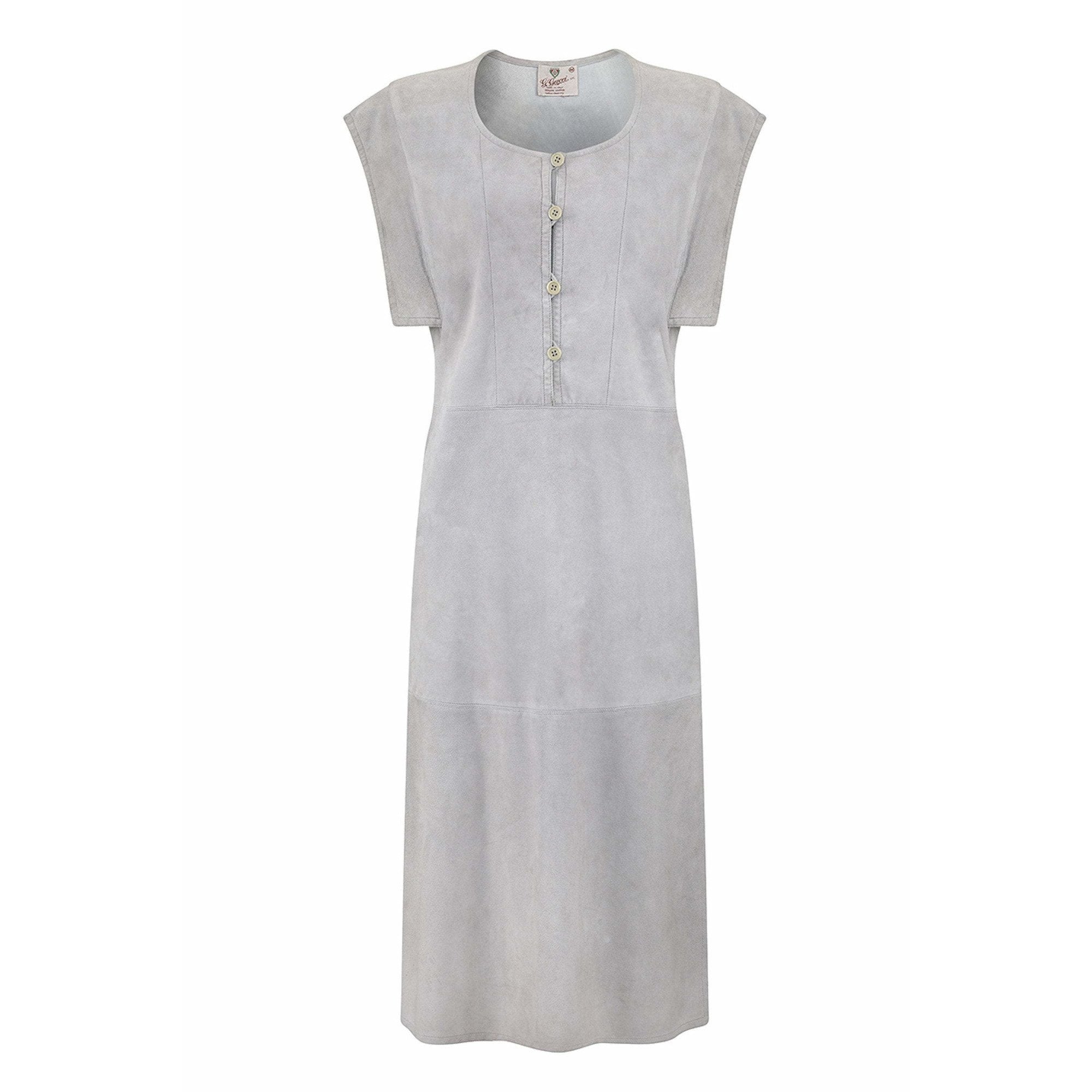 1970s Gucci Soft Grey Suede Utility Style Dress