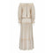 1970s Ivory Silk Crepe Couture Boho Dress With Lace Trim Detail