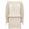 1970s Ivory Silk Crepe Couture Boho Dress With Lace Trim Detail