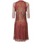 1970s Janice Wainwright Pink and Gold 1920s Style Flapper Dress