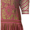 1970s Janice Wainwright Pink and Gold 1920s Style Flapper Dress