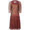 1970s Janice Wainwright Pink and Gold 1920s Style Flapper Dress