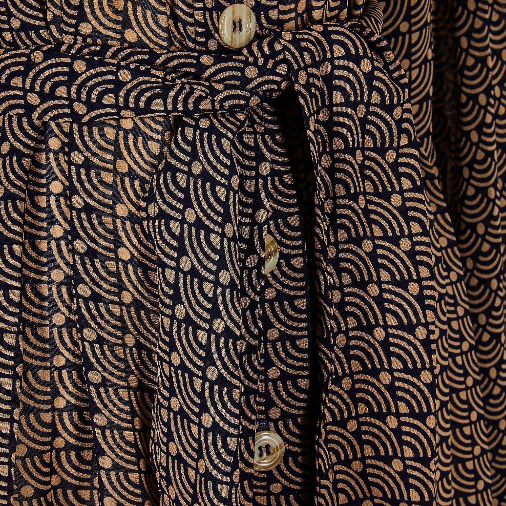1970s Jean Varon Art Deco Print Dress