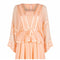 1970s Jean Varon Peach Chiffon Dress With Ribbon Trim