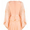 1970s Jean Varon Peach Chiffon Dress With Ribbon Trim