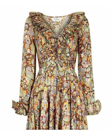 1970s Jean Varon psychedelic Autumn Tone Maxi Dress