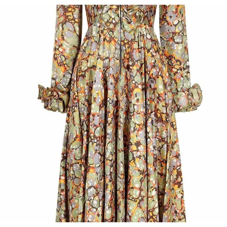 1970s Jean Varon psychedelic Autumn Tone Maxi Dress