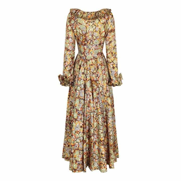 jean varon maxi dress 1970s Jean Varon Printed Maxi Dress Shrimpton Couture