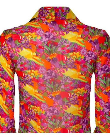 1970s Jeff Banks Colourful Floral and Fruit Print Shirt