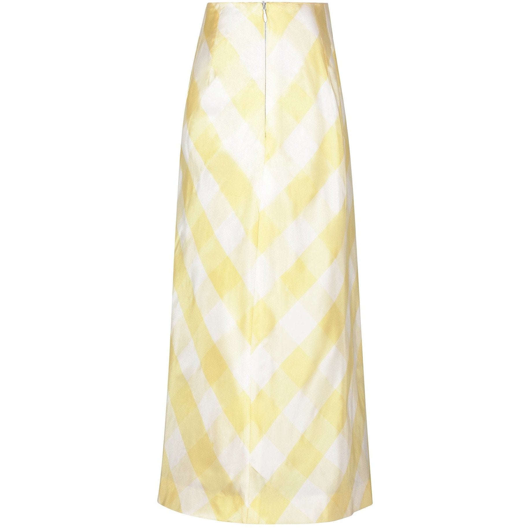 1970s Karl Lagerfeld for Chloe Yellow and White Gingham Check Silk Skirt