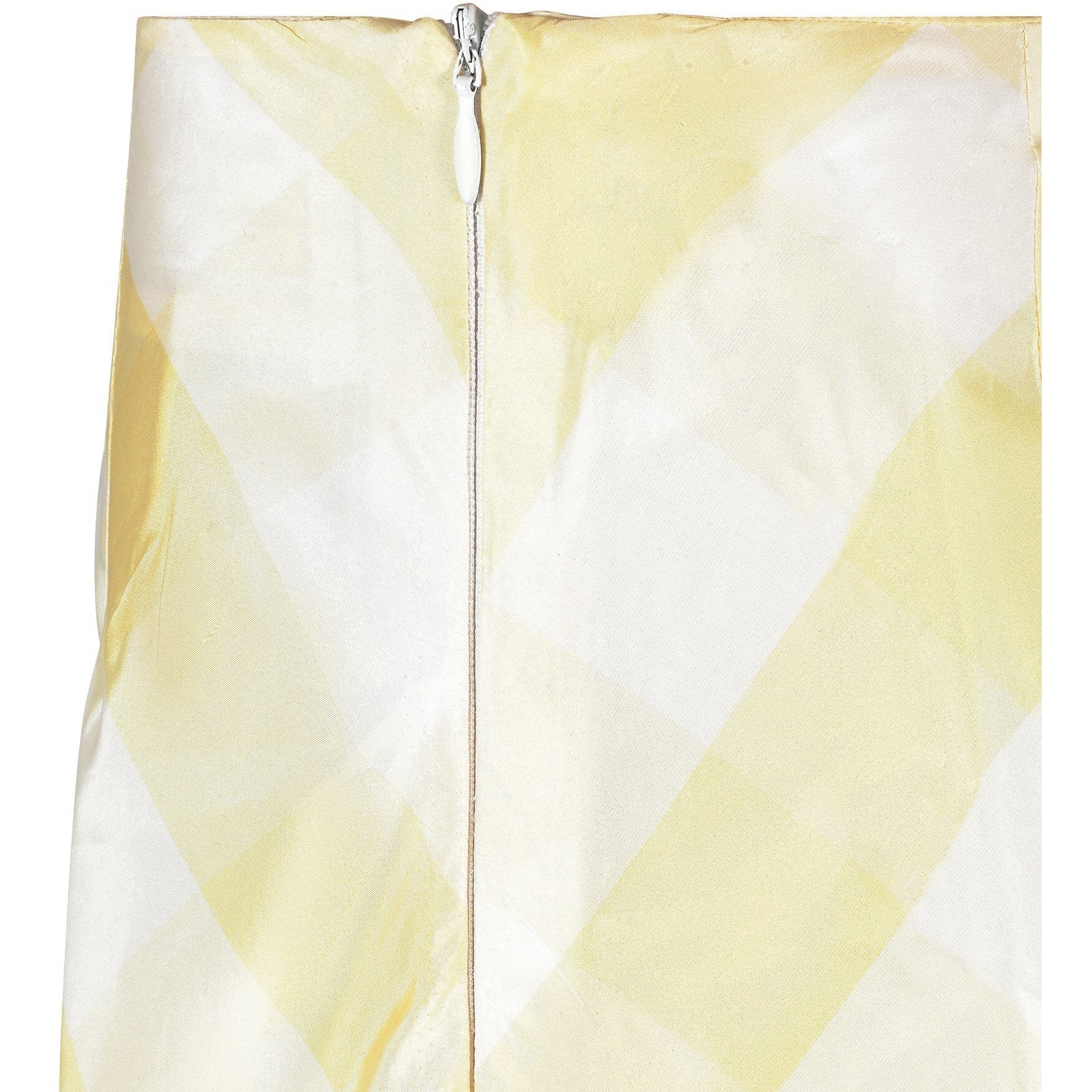 1970s Karl Lagerfeld for Chloe Yellow and White Gingham Check Silk Skirt