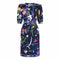 1970s Leonard Poly Jersey Abstract Print Floral Dress