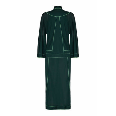 ARCHIVE - 1970s Lesley Sandra Green Jersey and Leather Dress and Jacket