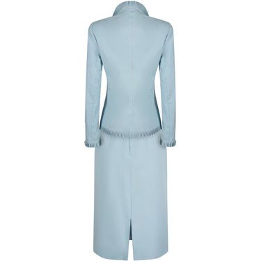 ARCHIVE - 1970s Lilli Ann By Adolph Schuman Eggshell Blue Skirt Suit With Ruffle Trim