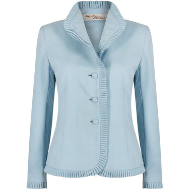 ARCHIVE - 1970s Lilli Ann By Adolph Schuman Eggshell Blue Skirt Suit With Ruffle Trim