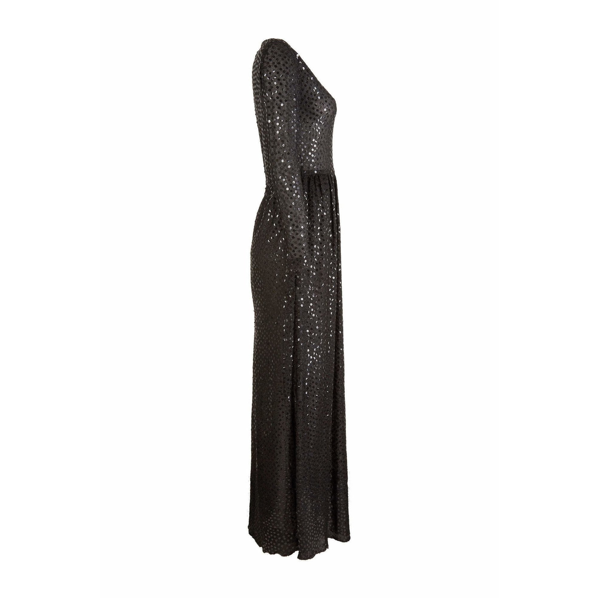 1970s Morty Sussman For Mollie Parnis Boutique Black Sequinned Dress