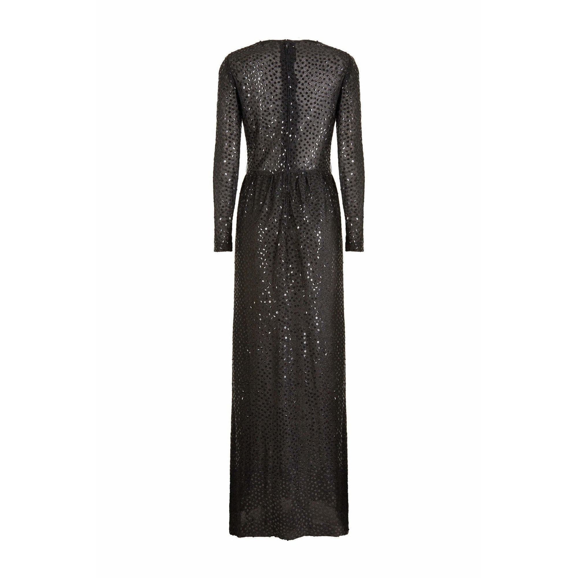 1970s Morty Sussman For Mollie Parnis Boutique Black Sequinned Dress