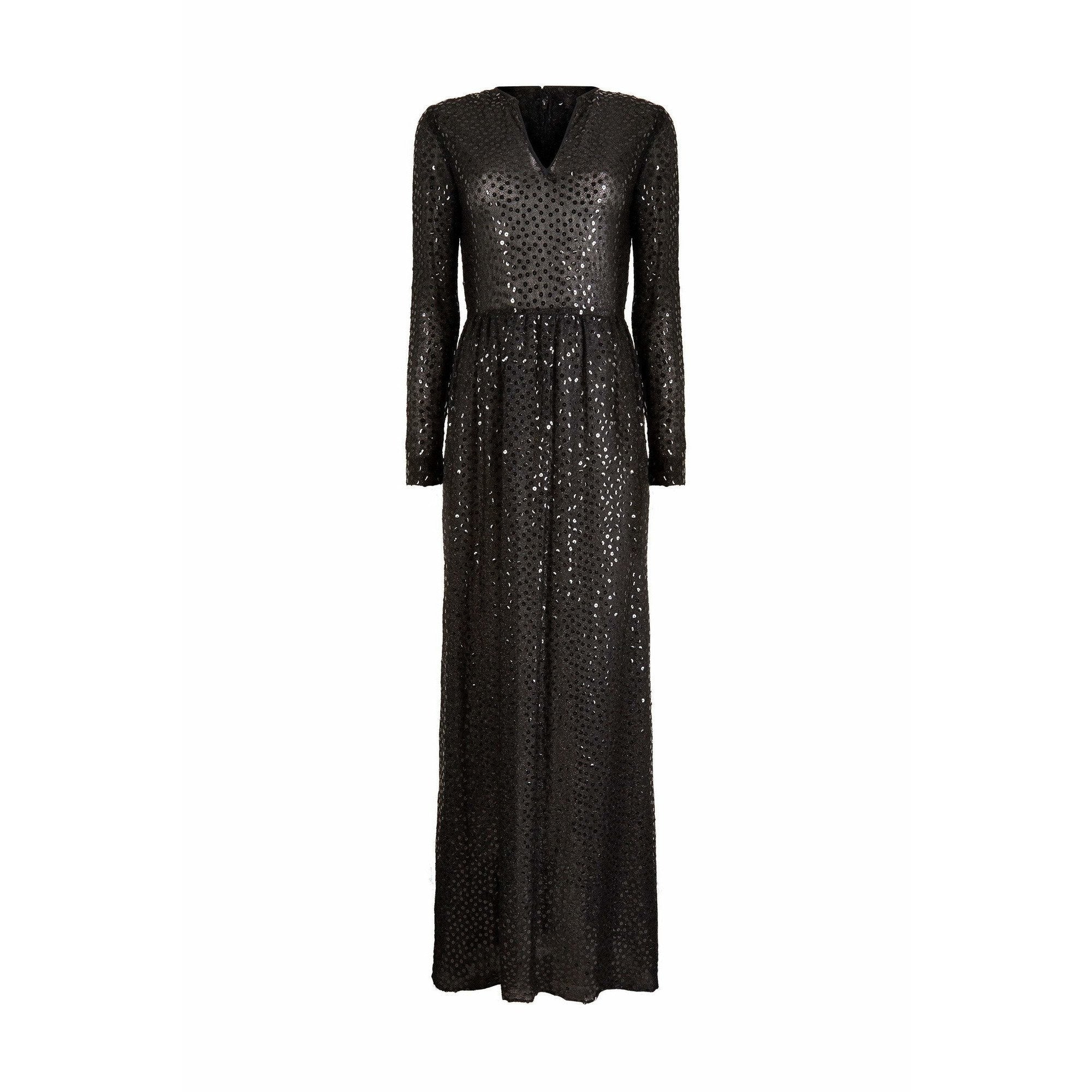 1970s Morty Sussman For Mollie Parnis Boutique Black Sequinned Dress