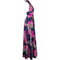 1970s Navy and Pink Geometric Print Halterneck Maxi Dress