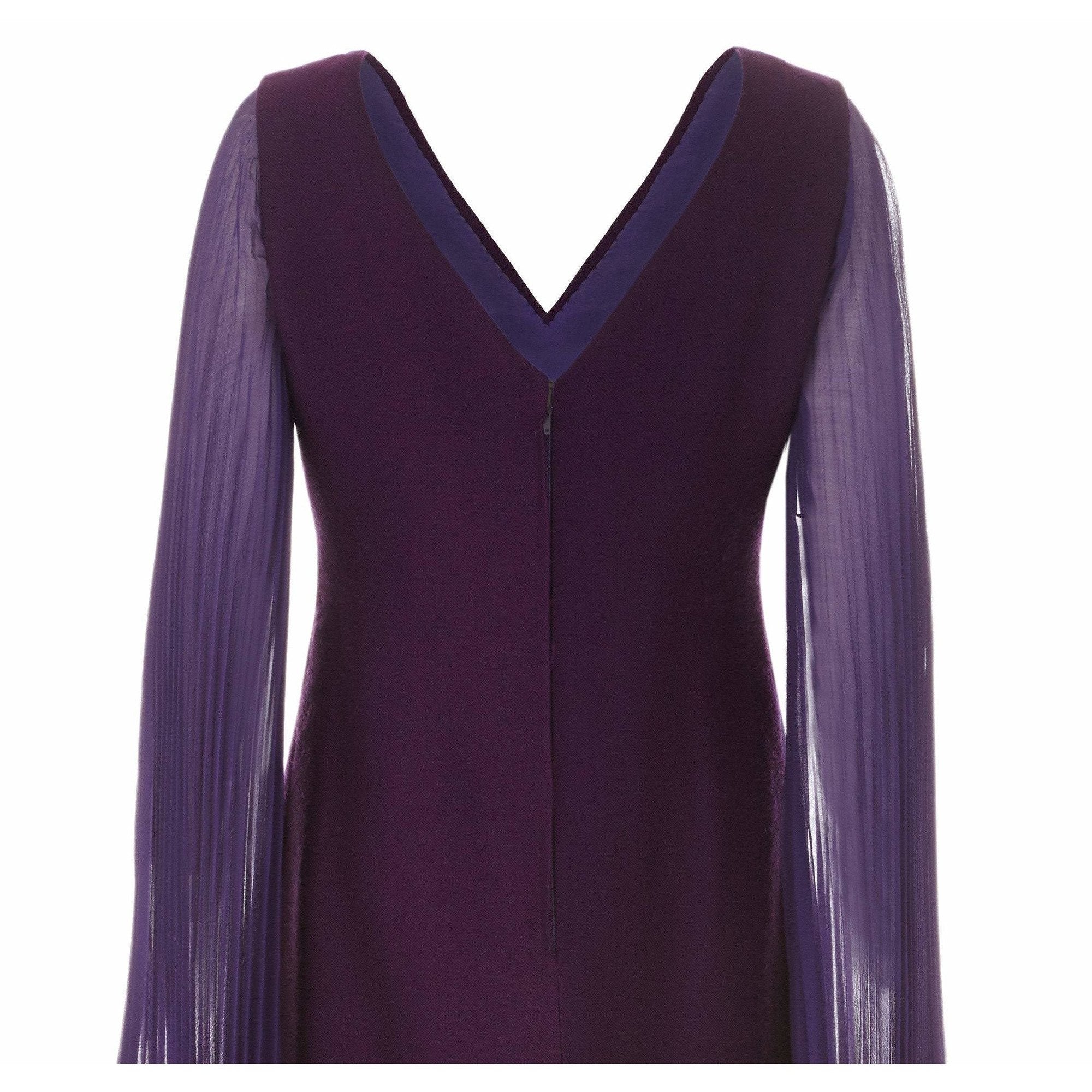 1970s Nikos-Takis Couture Purple Wool and Chiffon Dress