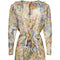 1970s Novelty Printed Chiffon Pastel Shade Dress With Sash Belt