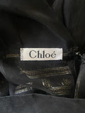1970s Chloe Novelty Musical Instrument Black Chiffon Dress