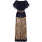1970s Pleated Cotton Maxi Skirt and Navy Top Set