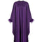 1970s Purple Feather Trimmed Trapeze Dress
