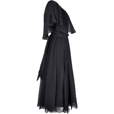 ARCHIVE - 1970s Roland Klein Black Pleated Chiffon Cocktail Dress
