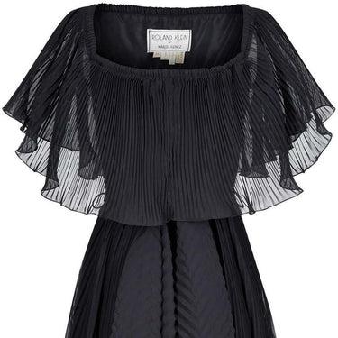 ARCHIVE - 1970s Roland Klein Black Pleated Chiffon Cocktail Dress