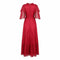1970s Silk Chiffon Scarlet Red Victoriana Maxi Dress