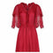 1970s Silk Chiffon Scarlet Red Victoriana Maxi Dress