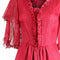 1970s Silk Chiffon Scarlet Red Victoriana Maxi Dress