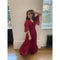 1970s Silk Chiffon Scarlet Red Victoriana Maxi Dress
