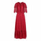 1970s Silk Chiffon Scarlet Red Victoriana Maxi Dress