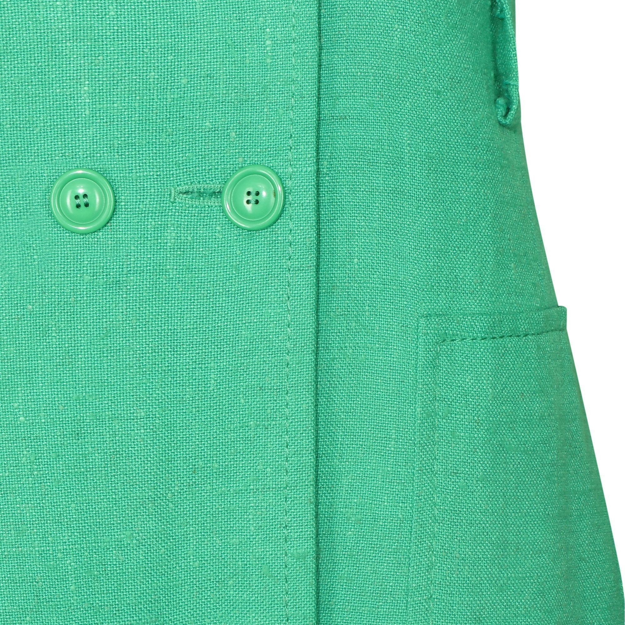 1970s Ted Lapidus Green Linen Double Breasted Shirt Dress