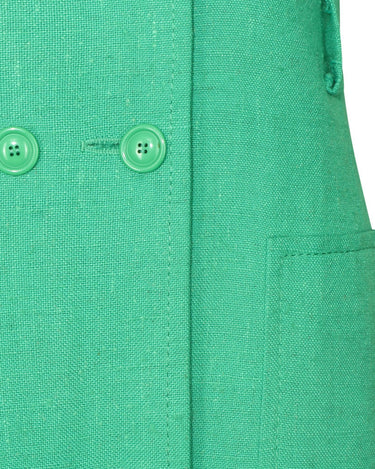 1970s Ted Lapidus Green Linen Double Breasted Shirt Dress