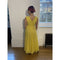 1970s Ted Lapidus Lemon Yellow Pleated Chiffon Dress