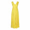 1970s Ted Lapidus Lemon Yellow Pleated Chiffon Dress